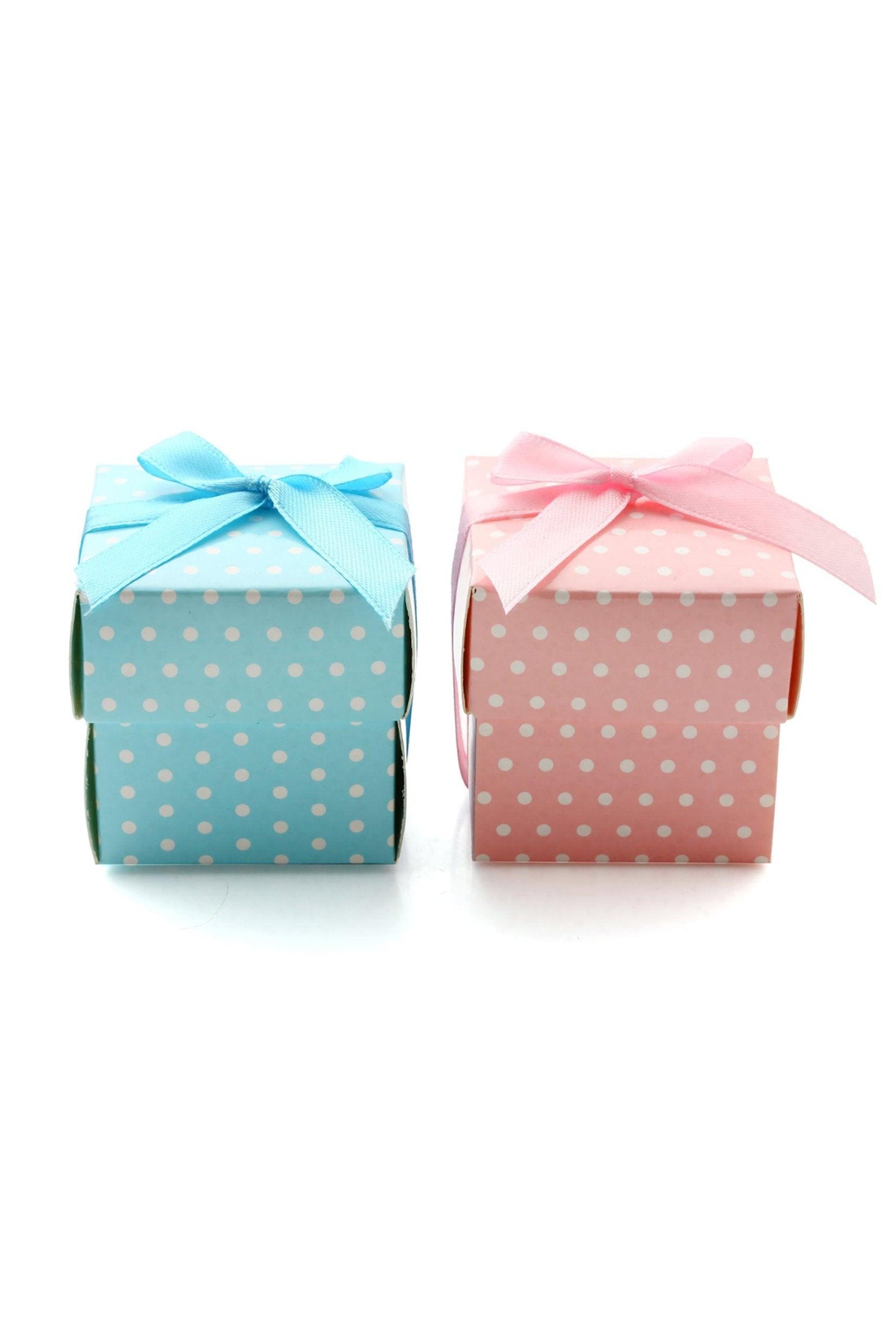 Pink/Blue Colors Paper Polka Dot Gift Box Wedding Favors Chocolate Candy Box With Ribbon Baby Shower Candy Box CGF0264 (Set of 12 pcs)