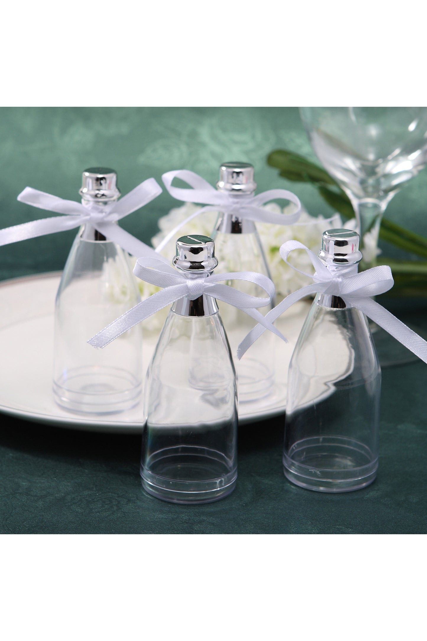 Acrylic Champagne Bottle Shaped Favors Containers Boxes Bottles Silver CGF0265 (Set of 12 pcs)