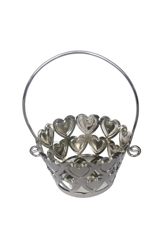 Mini Round Silver Metal Favor Baskets CGF0268 (Set of 12 pcs)