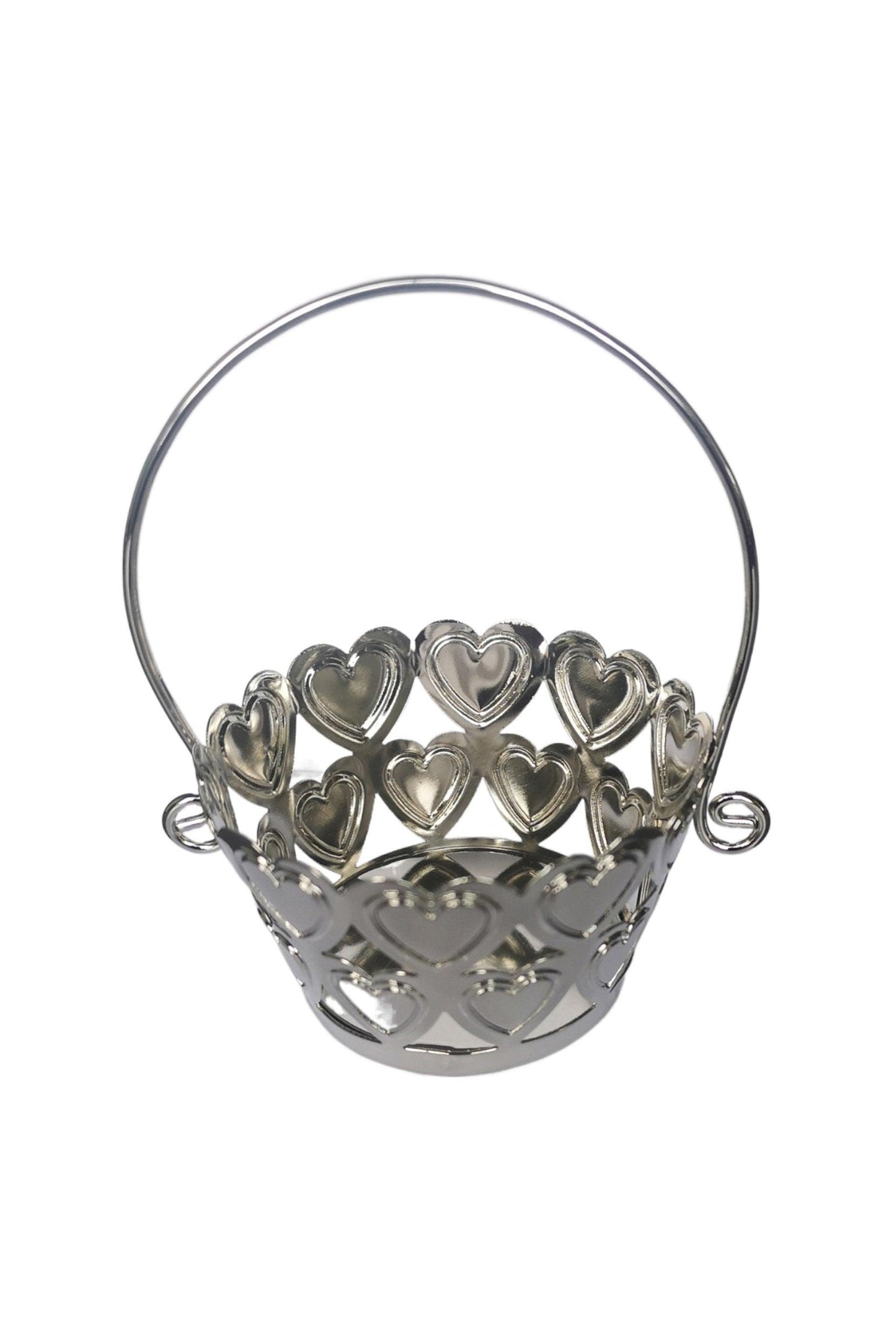 Mini Round Silver Metal Favor Baskets CGF0268 (Set of 12 pcs) - COCOMELODY