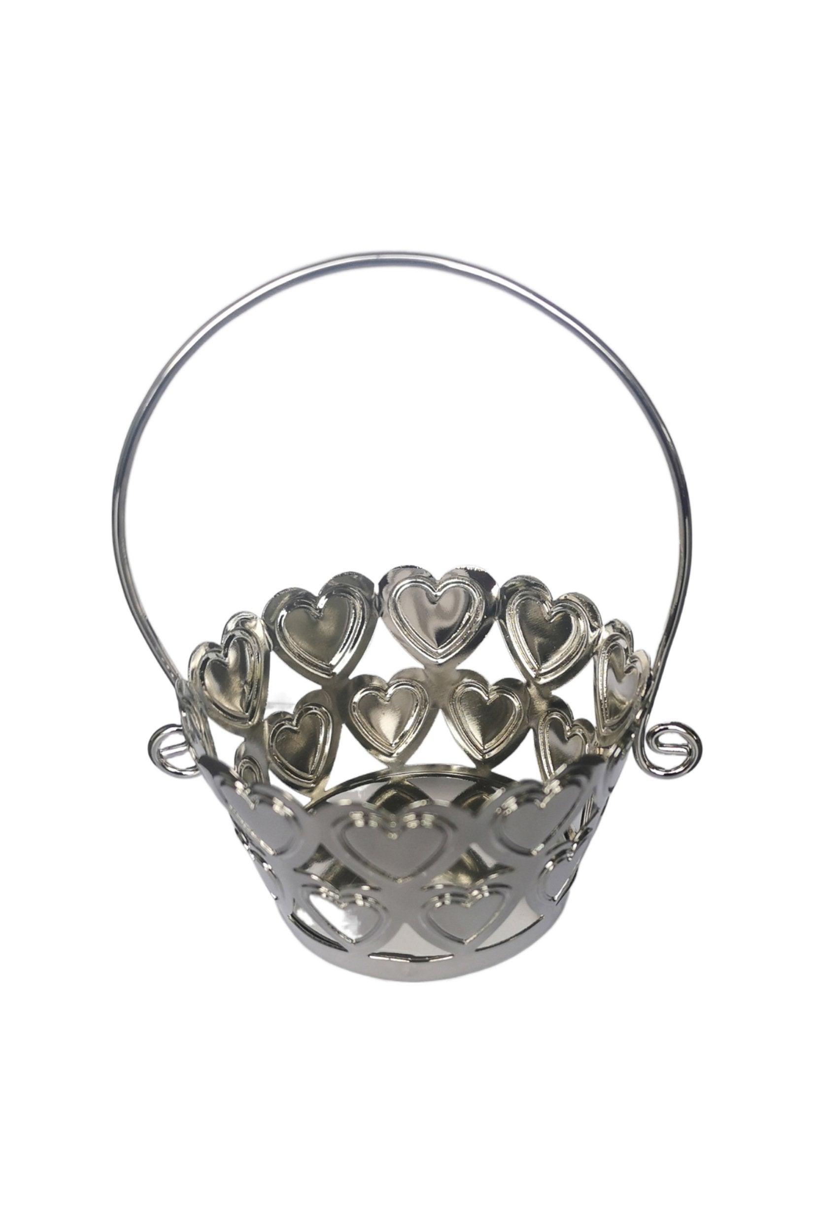 Mini Round Silver Metal Favor Baskets CGF0268 (Set of 12 pcs) - COCOMELODY