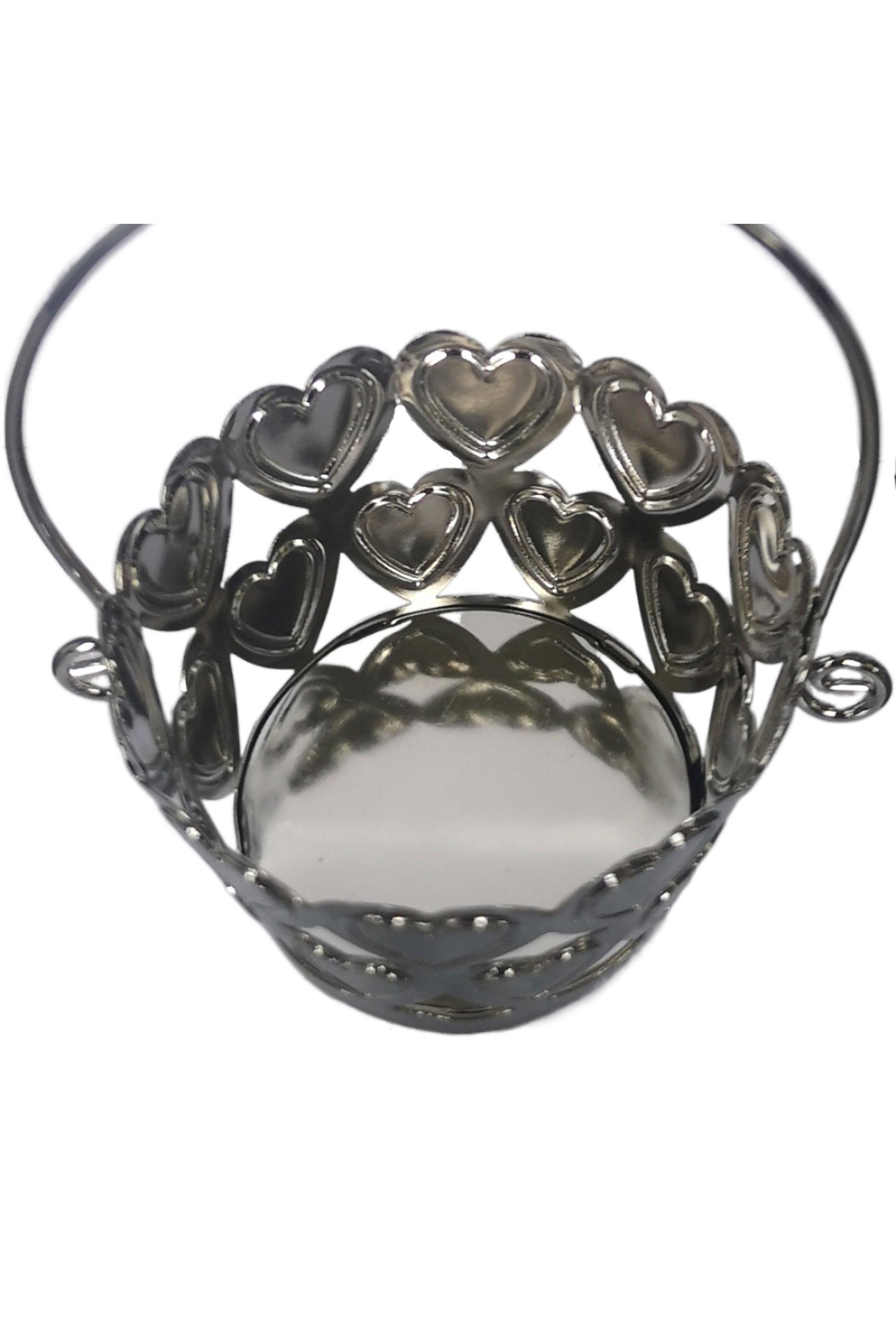 Mini Round Silver Metal Favor Baskets CGF0268 (Set of 12 pcs) - COCOMELODY