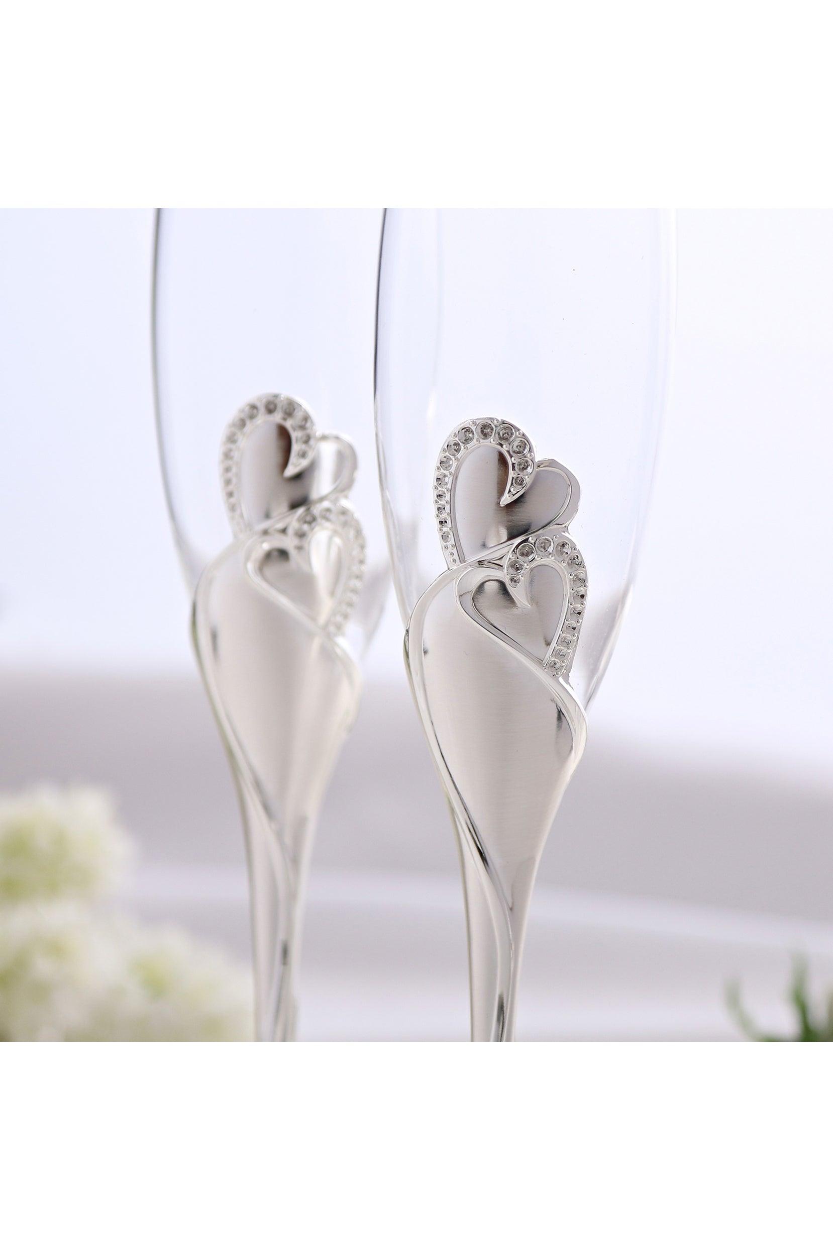 Twin Heart Wedding Toasting Flutes Set for The Couple CGF0285 (Set of 1 pcs) - COCOMELODY