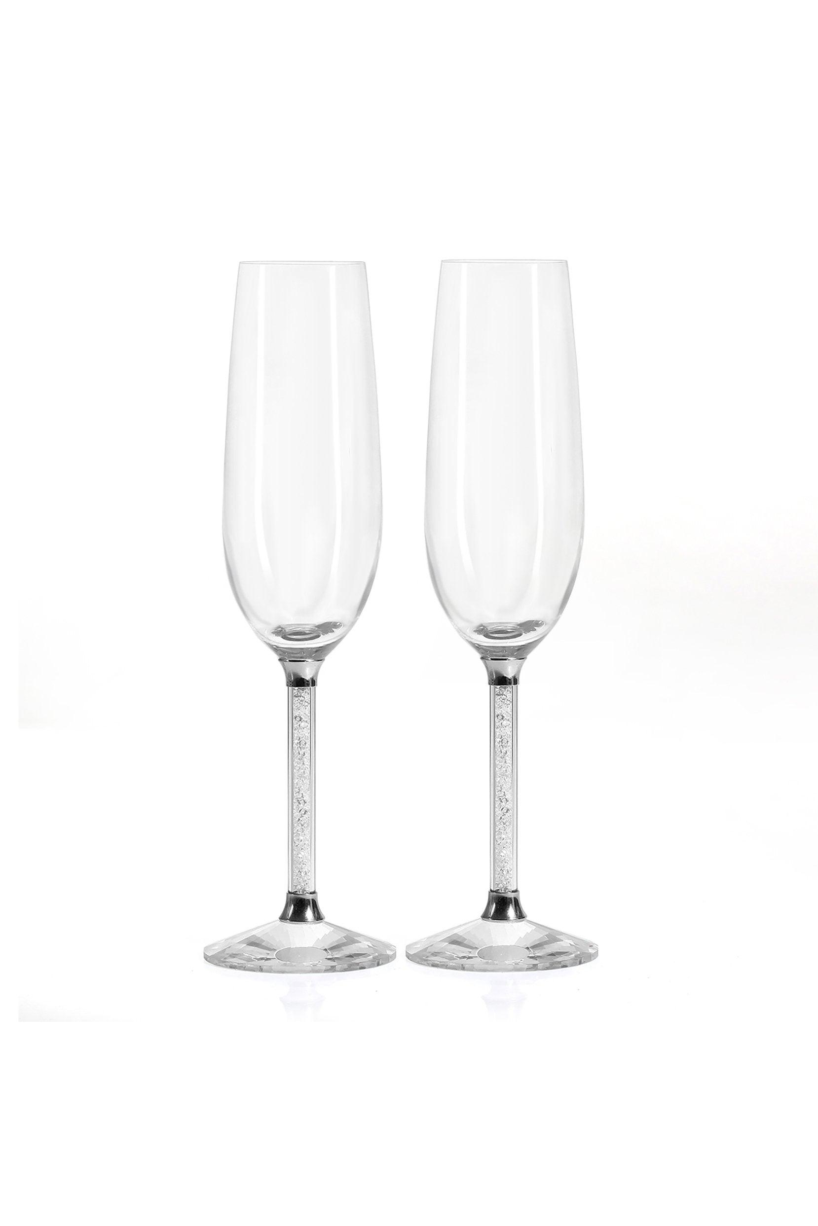 Always and Forever Crystal Champagne Flutes Set of 2 Pieces Wedding Toasting Flutes Crystal Glass Anniversary Gifts Wedding Couples Gift CGF0286 - COCOMELODY
