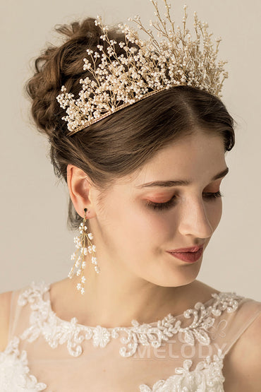 Grand Alloy Tiaras with Beads CH0179