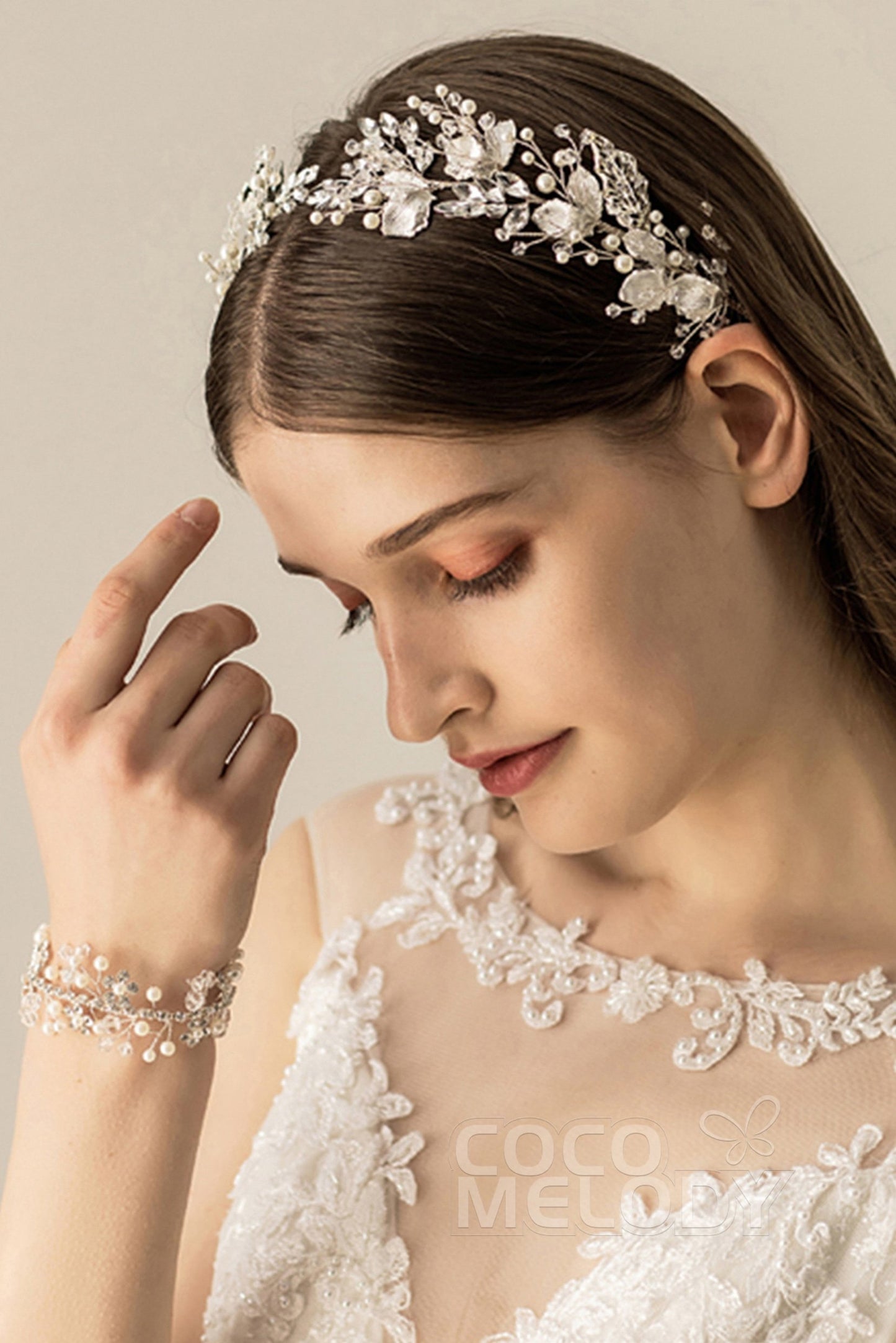 Alloy Headbands with Imitation Pearl and Crystals CH0191