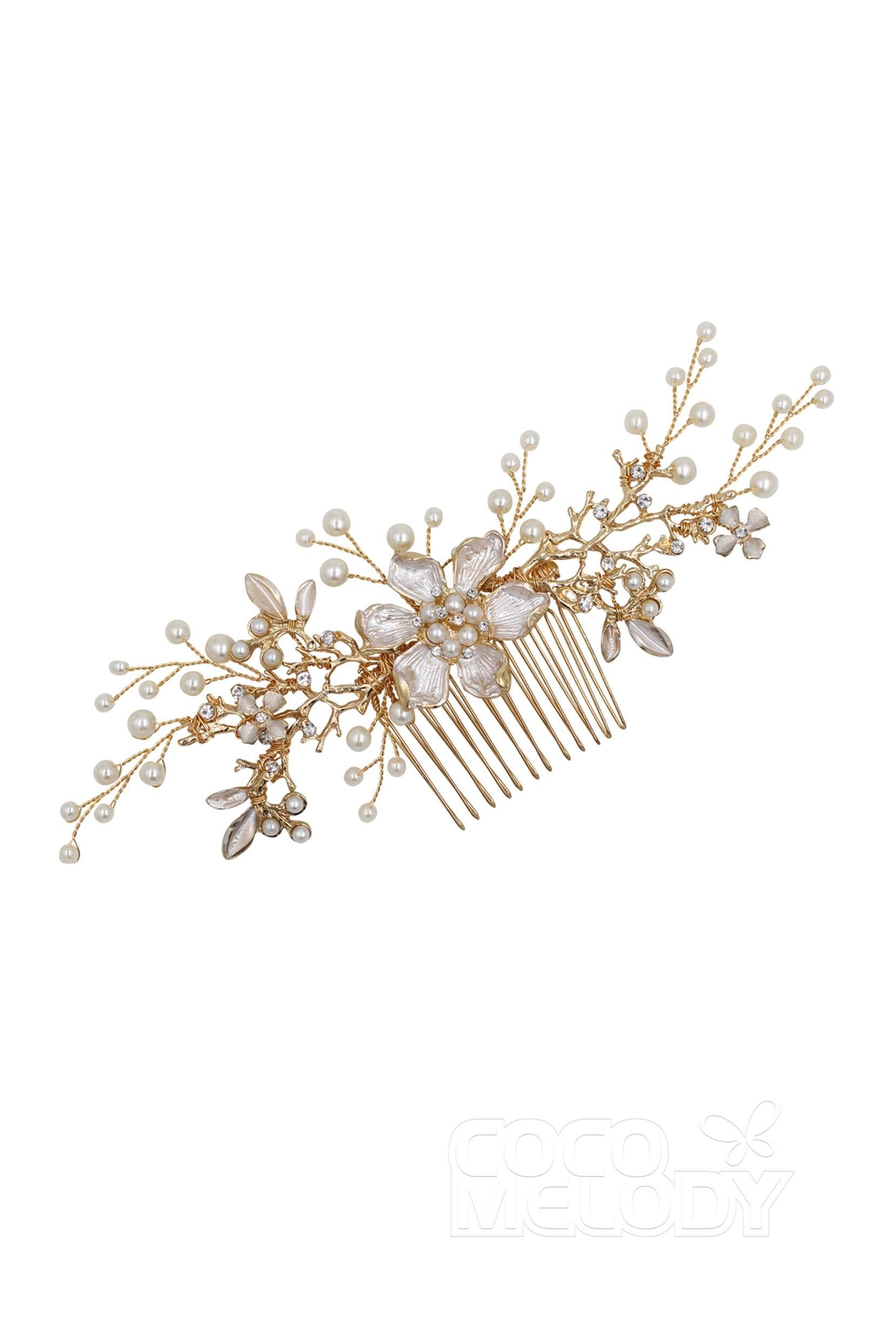 Alloy Hair Combs with Imitation Pearl CH0194 - COCOMELODY