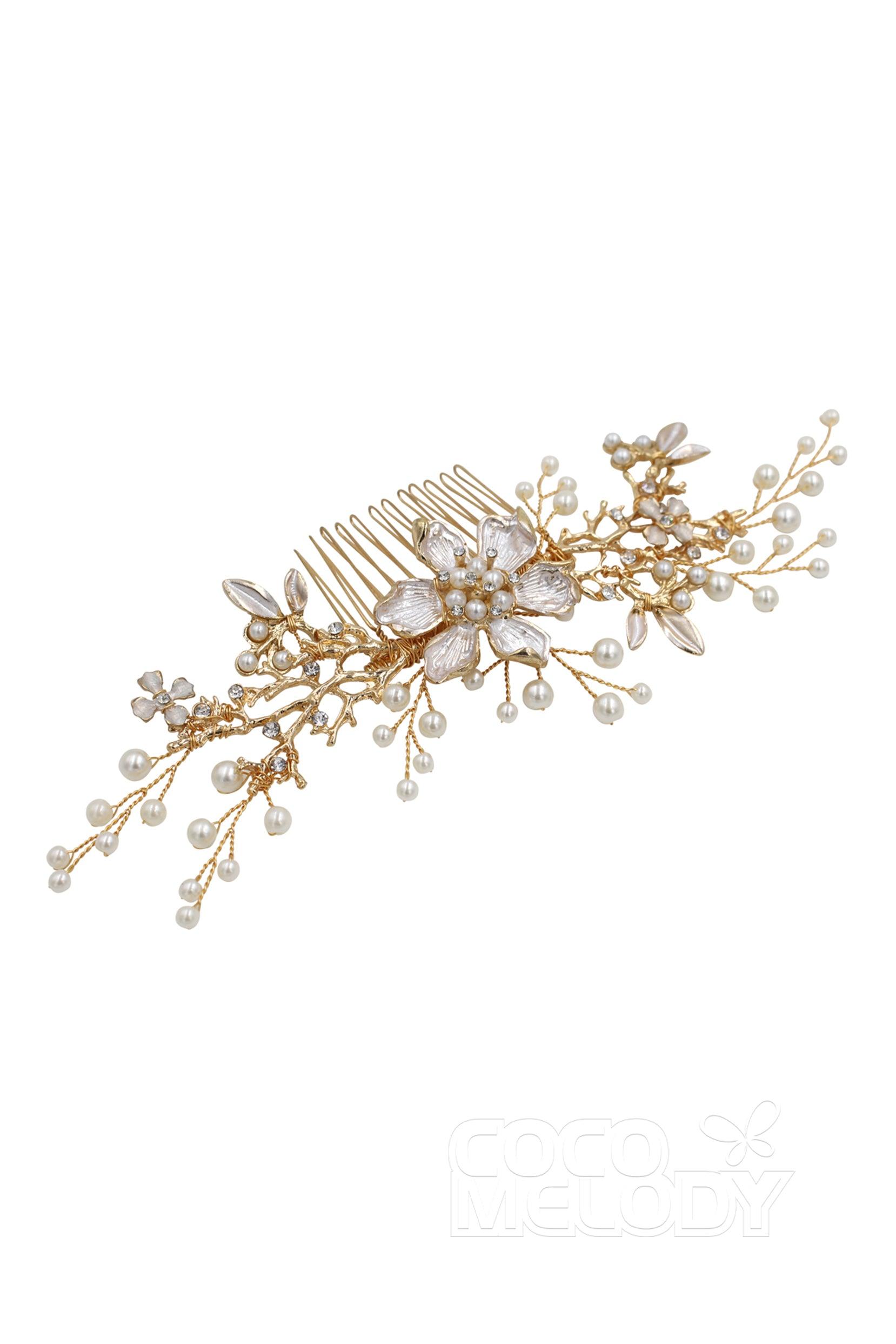 Alloy Hair Combs with Imitation Pearl CH0194 - COCOMELODY