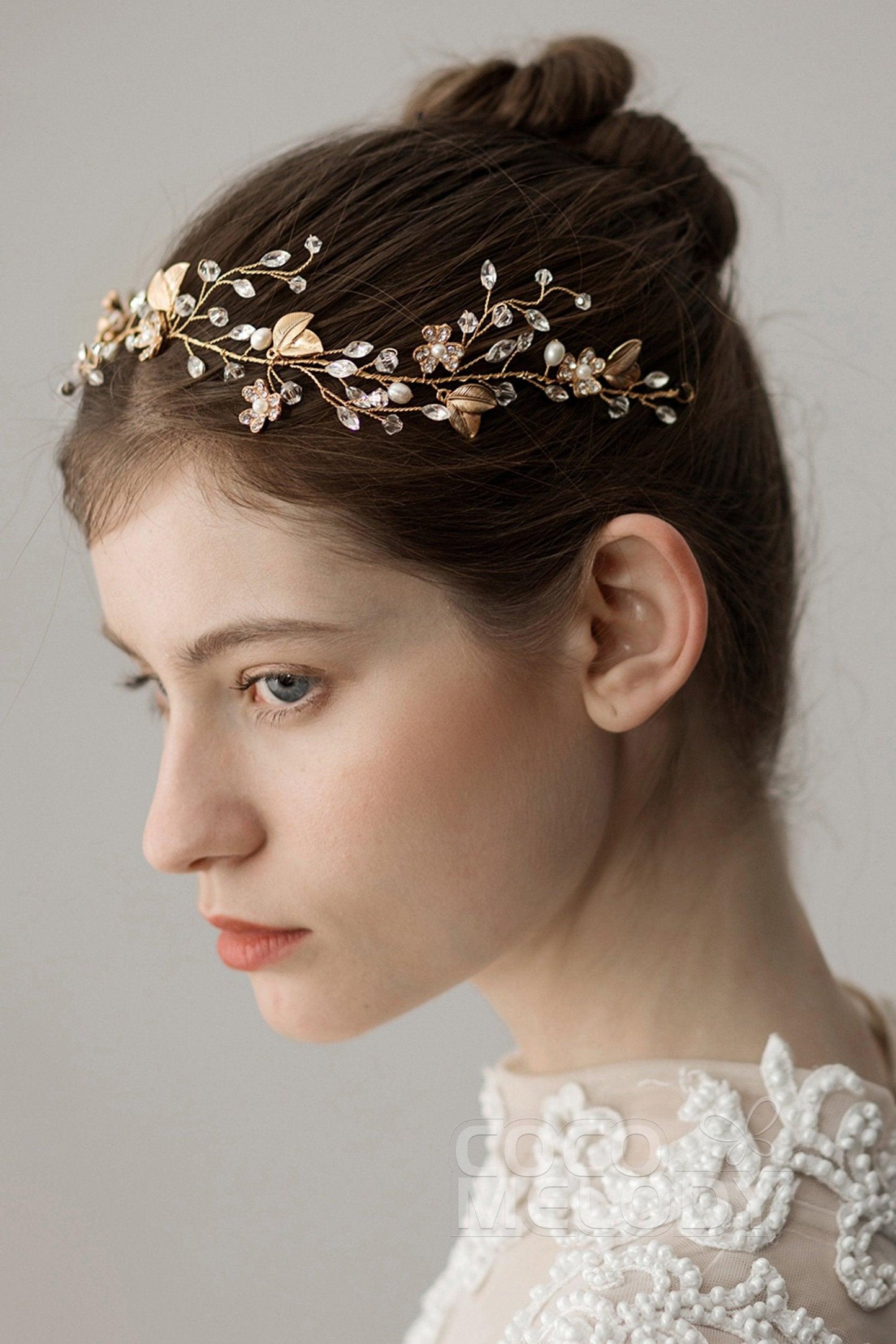 Alloy Headbands with Imitation Pearl and Crystals CH0207