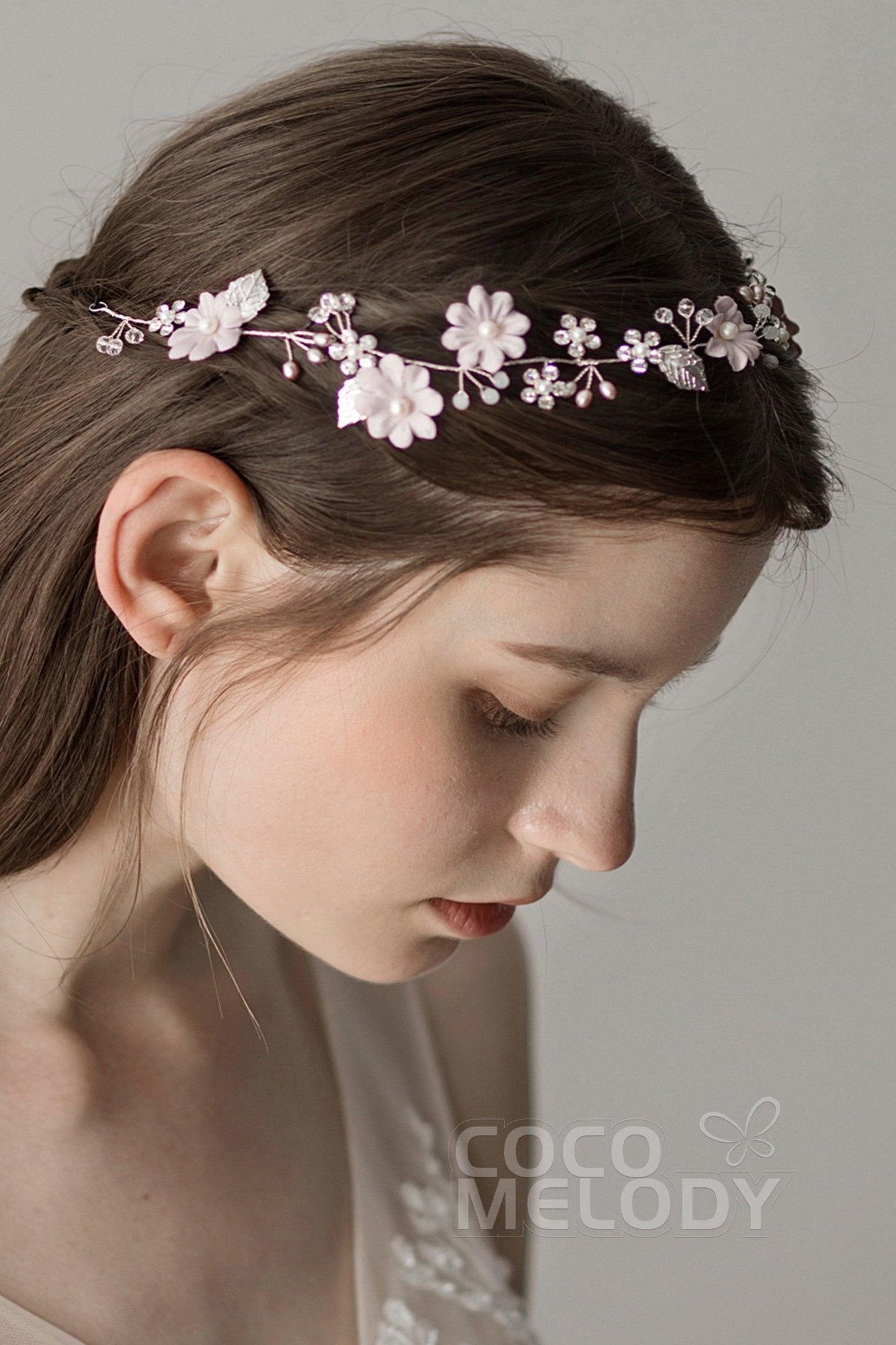 Alloy Headbands with Flower and Crystals CH0209