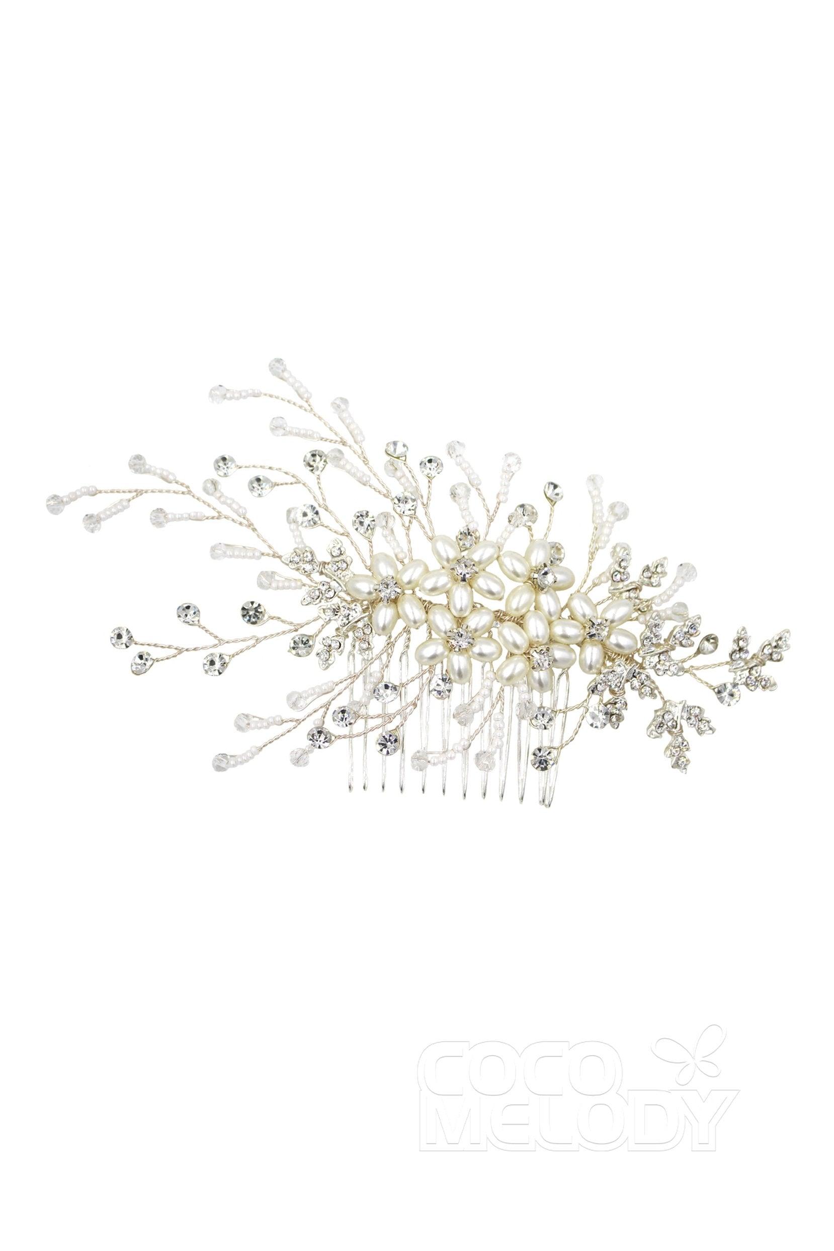 Alloy Hair Combs with Imitation Pearl and Crystals CH0210 - COCOMELODY
