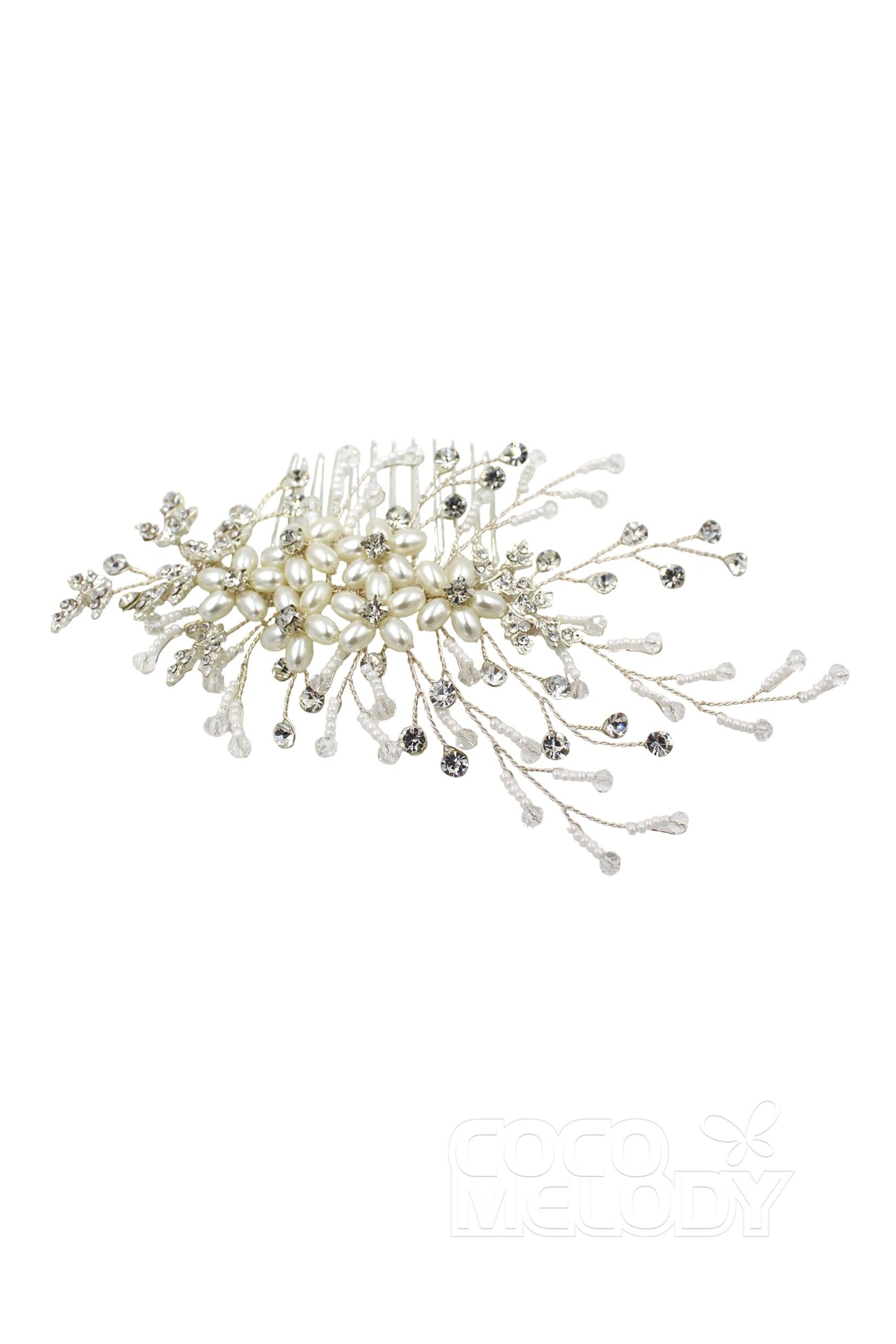 Alloy Hair Combs with Imitation Pearl and Crystals CH0210 - COCOMELODY