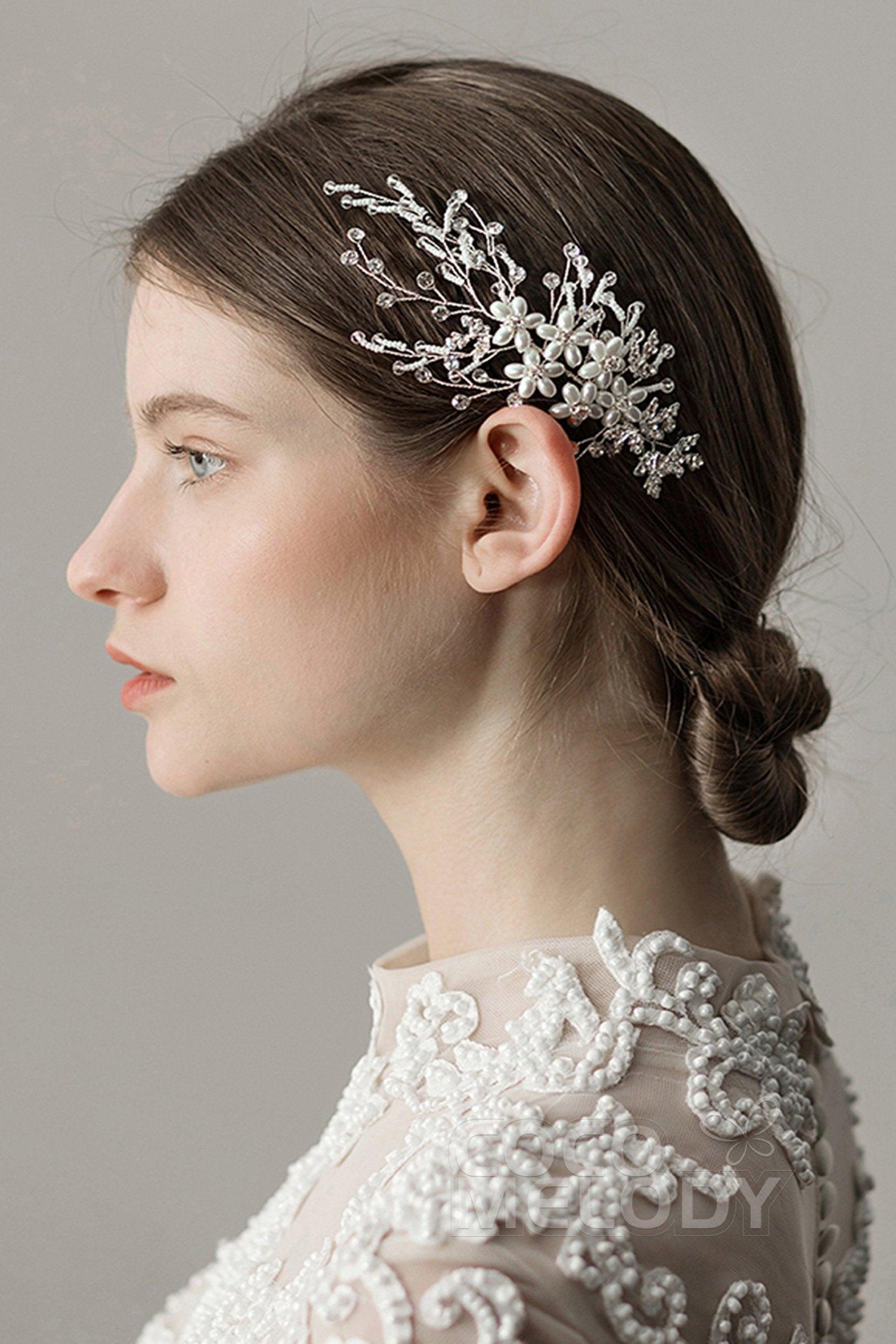 Alloy Hair Combs with Imitation Pearl and Crystals CH0210 - COCOMELODY