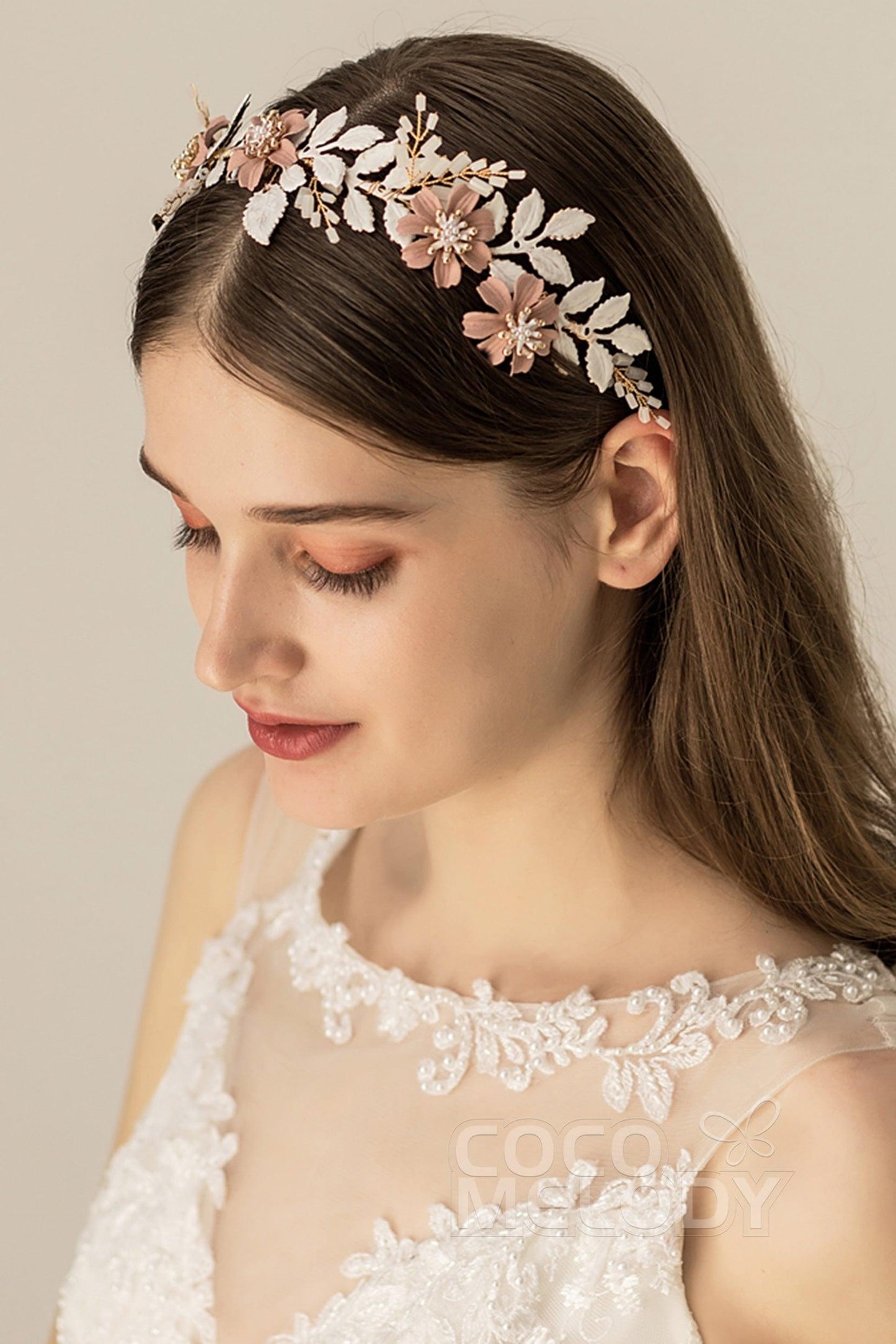 Alloy Headbands with Flower CH0259