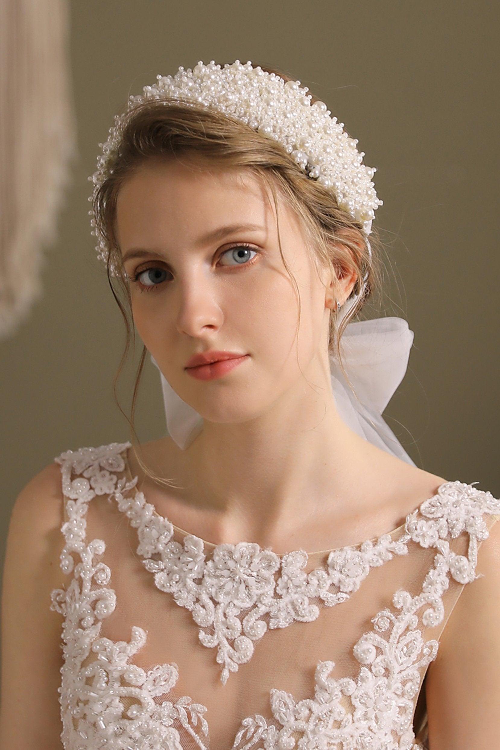 Imitation Pearl and Tulle Headbands CH0359 - COCOMELODY