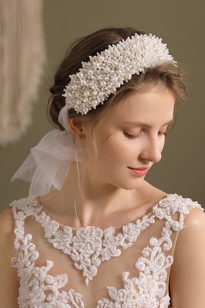 Imitation Pearl and Tulle Headbands CH0359