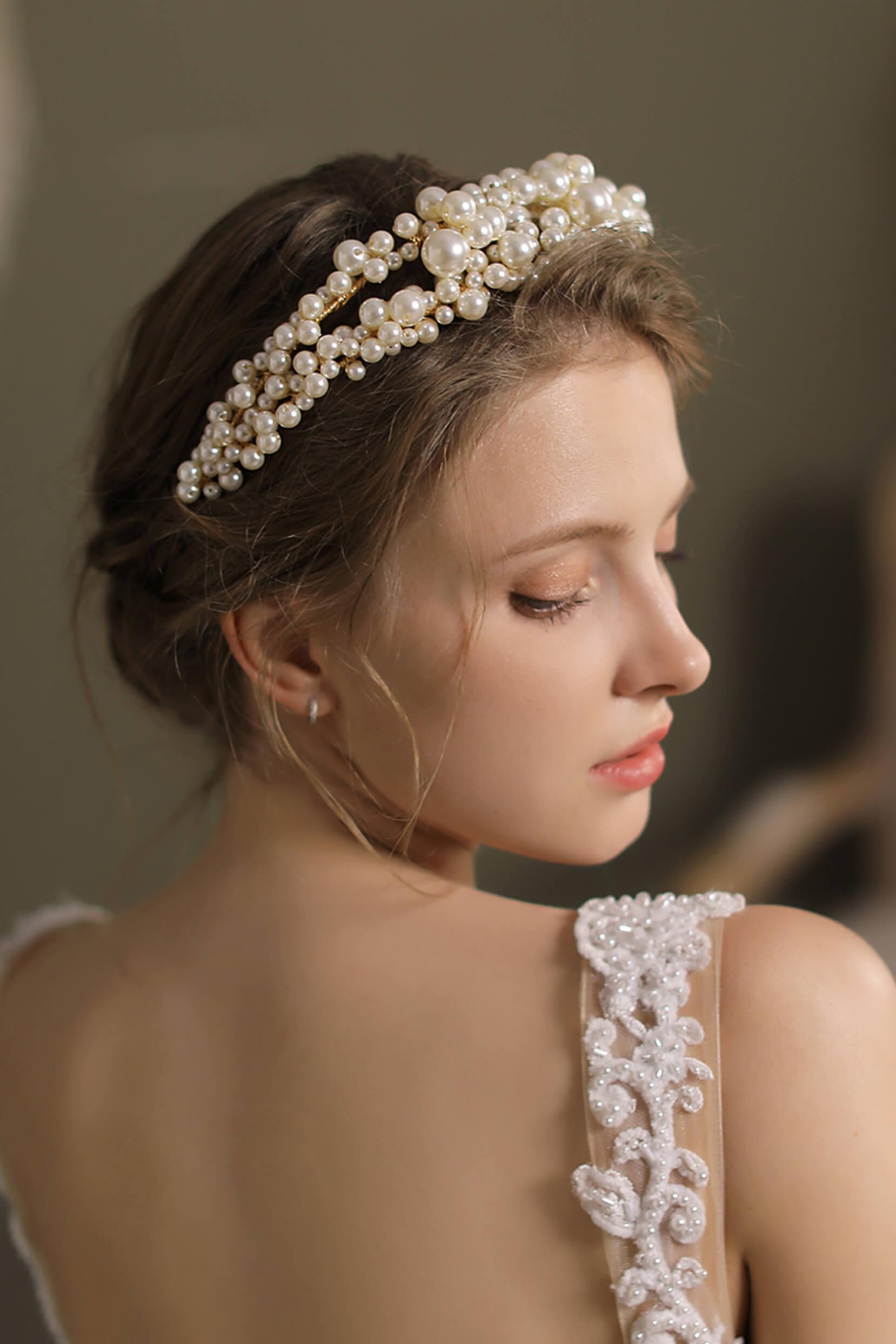Alloy Headbands with Imitation Pearl CH0360 - COCOMELODY