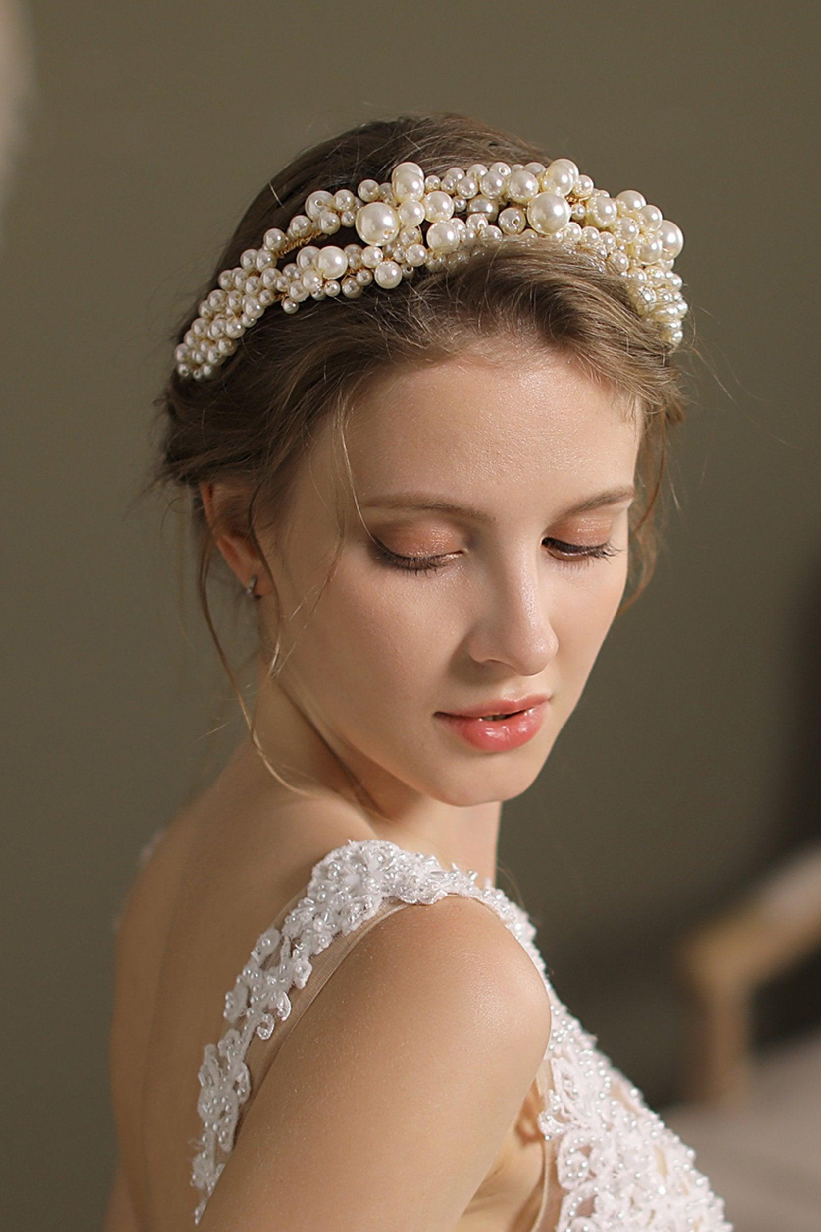 Alloy Headbands with Imitation Pearl CH0360 - COCOMELODY