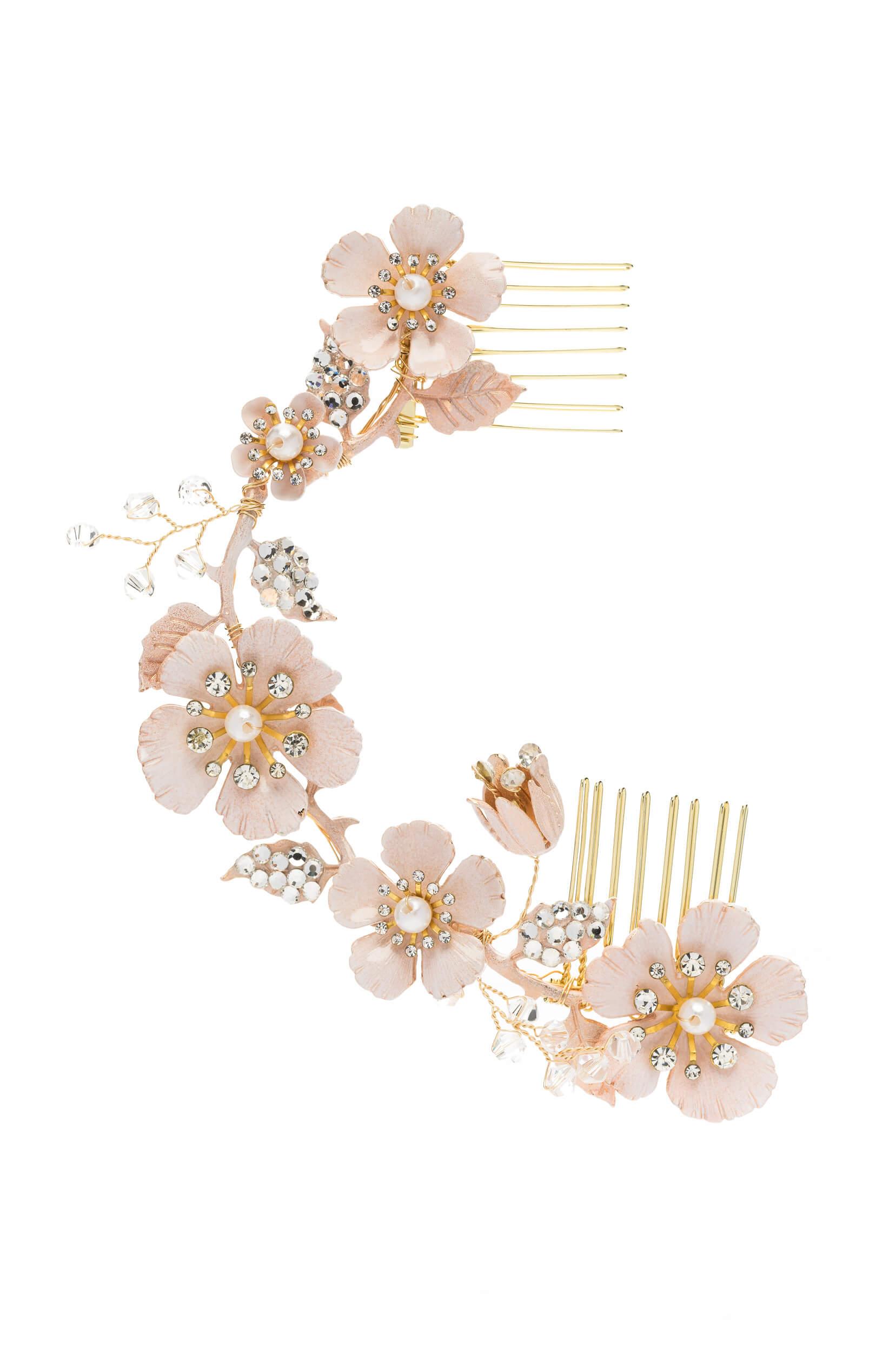 Alloy Hair Combs with Pearl Rhinestone CH0382 - COCOMELODY
