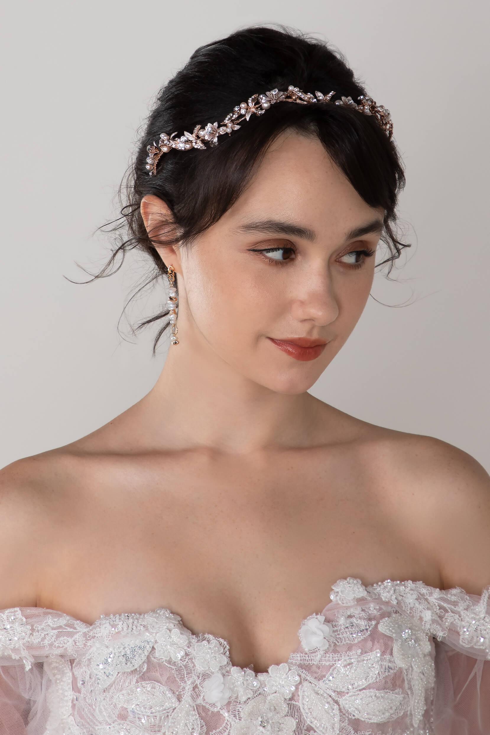 Alloy Headbands with Pearl Rhinestone CH0385 - COCOMELODY
