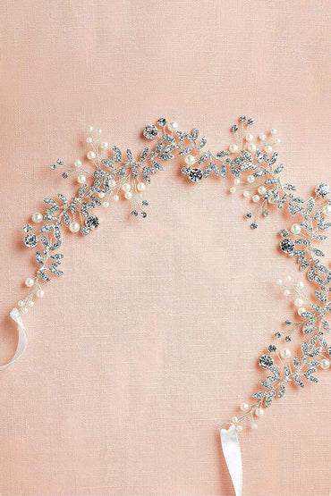 Alloy Headbands with Rhinestone Pearls CH0406