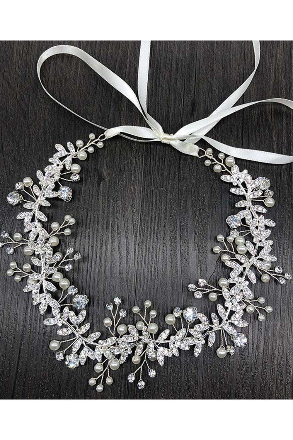 Alloy Headbands with Rhinestone Pearls CH0406 - COCOMELODY