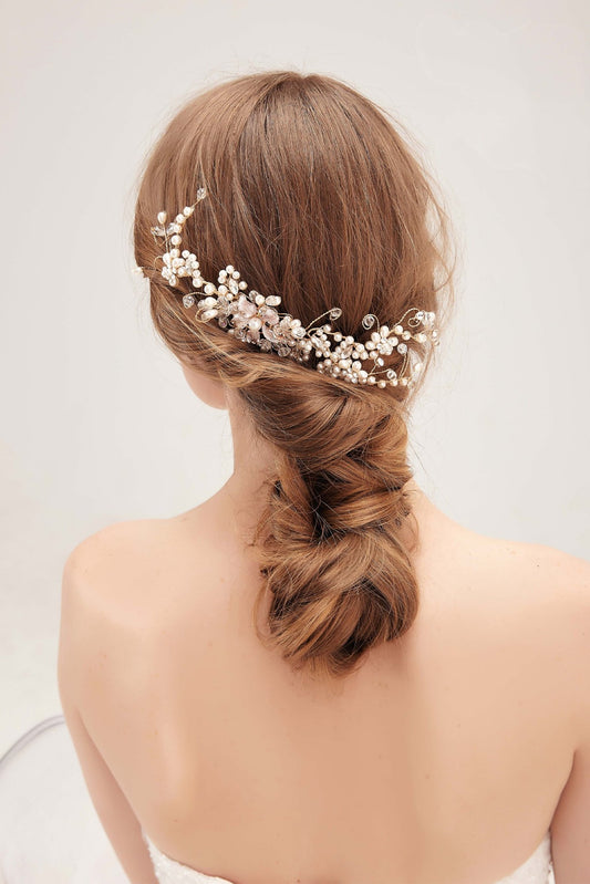 Alloy Hair Combs with Imitation Pearl Crystals CH0409