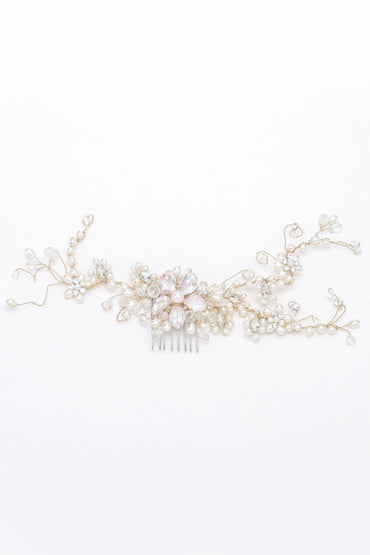 Alloy Hair Combs with Imitation Pearl Crystals CH0409