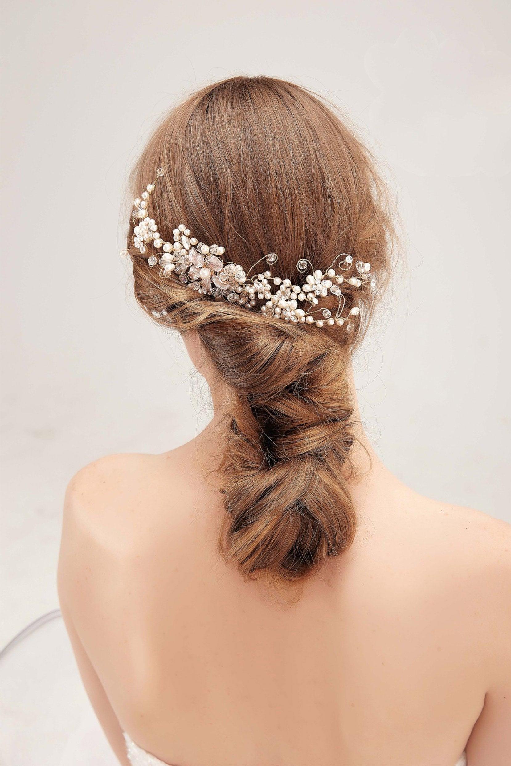 Alloy Hair Combs with Imitation Pearl Crystals CH0409 - COCOMELODY