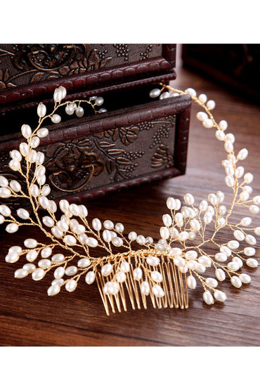 Alloy Hair Combs with Pearls CH0410 - COCOMELODY