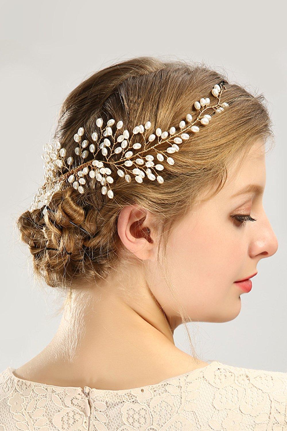 Alloy Hair Combs with Pearls CH0410 - COCOMELODY