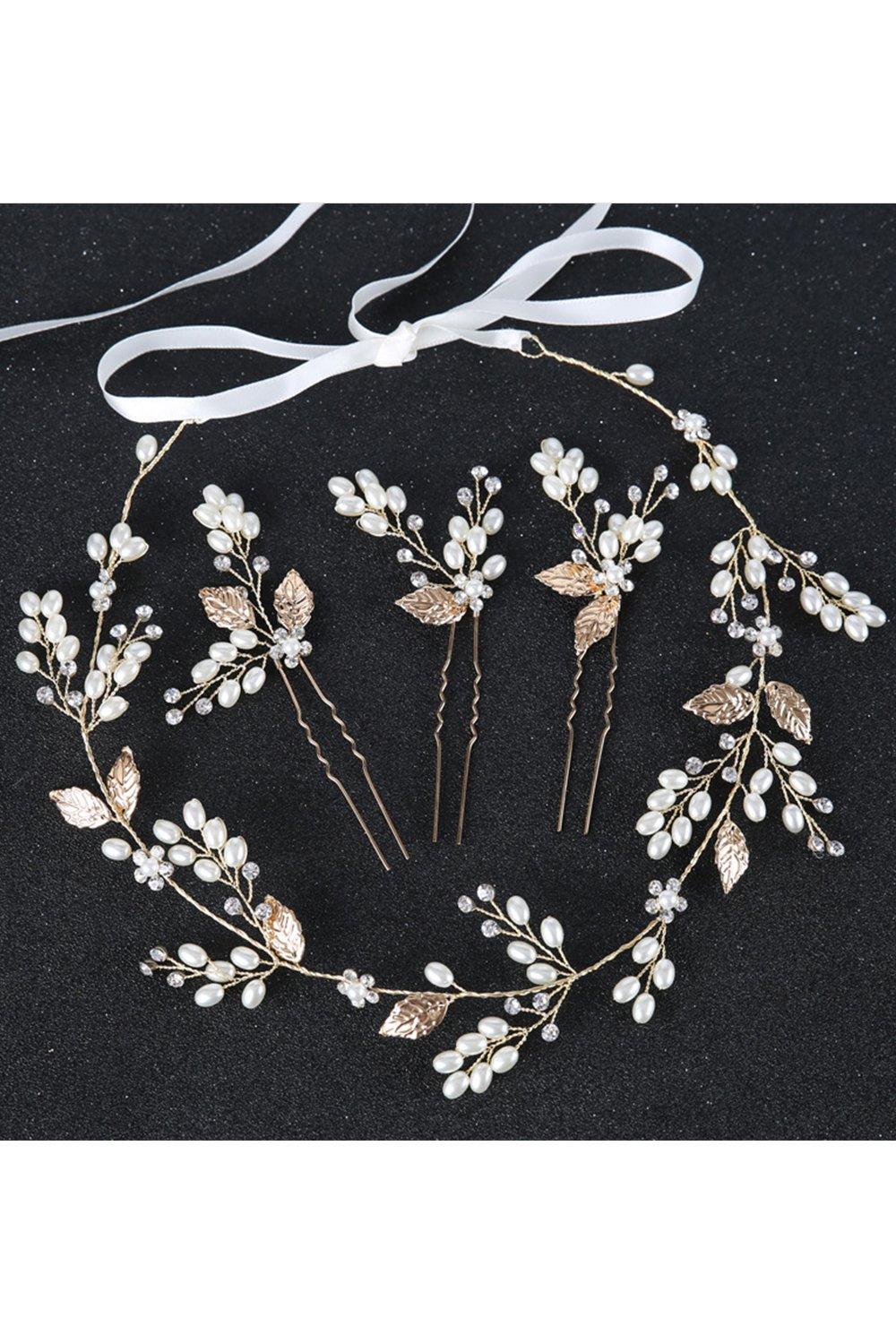 Alloy Headbands with Rhinestone Pearls CH0411 - COCOMELODY