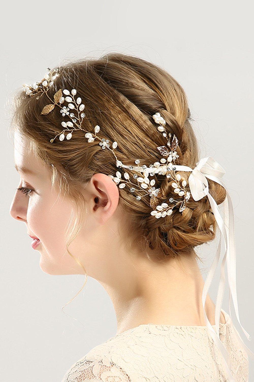 Alloy Headbands with Rhinestone Pearls CH0411