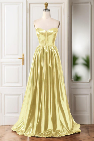 A-Line Sweep-Brush Train Hot Stamping Cloth Prom Dress CS0446 - COCOMELODY
