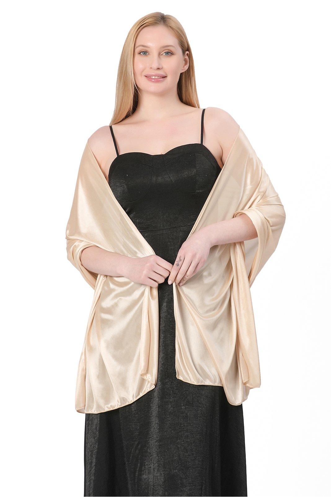 Elastic Silk like Satin Shawl with CJ0099 - COCOMELODY