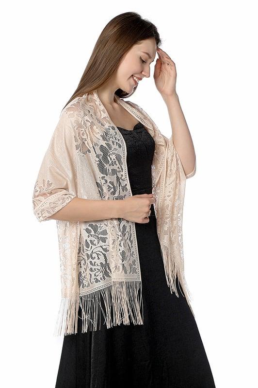 Lace Shawl with Tassels CJ0101 - COCOMELODY