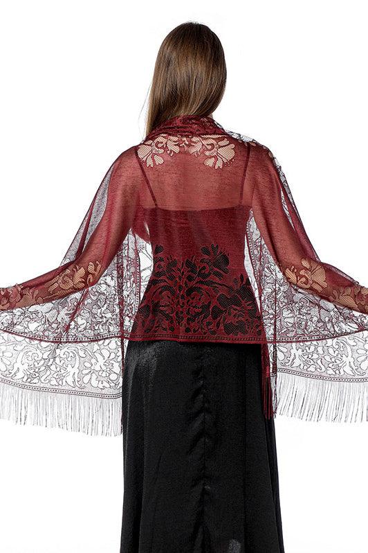 Lace Shawl with Tassels CJ0101 - COCOMELODY