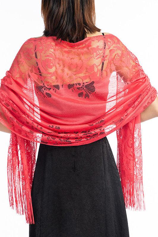 Lace Shawl with Tassels CJ0101 - COCOMELODY