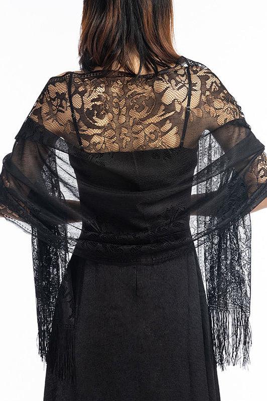 Lace Shawl with Tassels CJ0101 - COCOMELODY