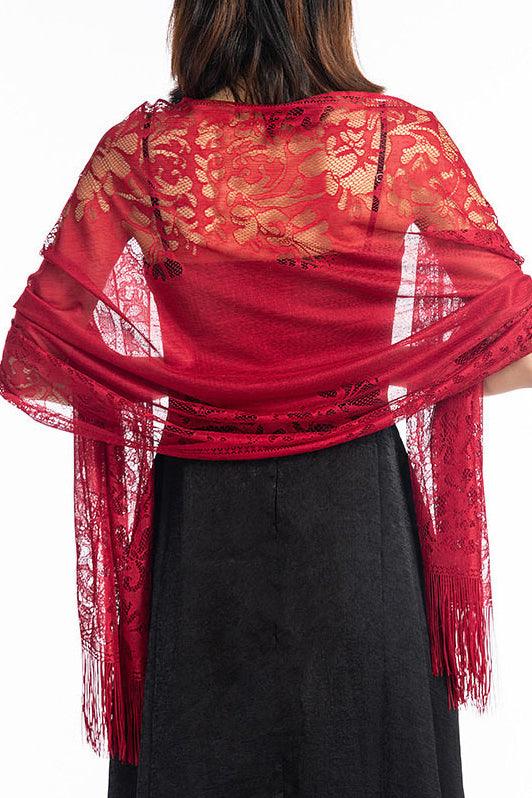 Lace Shawl with Tassels CJ0101 - COCOMELODY