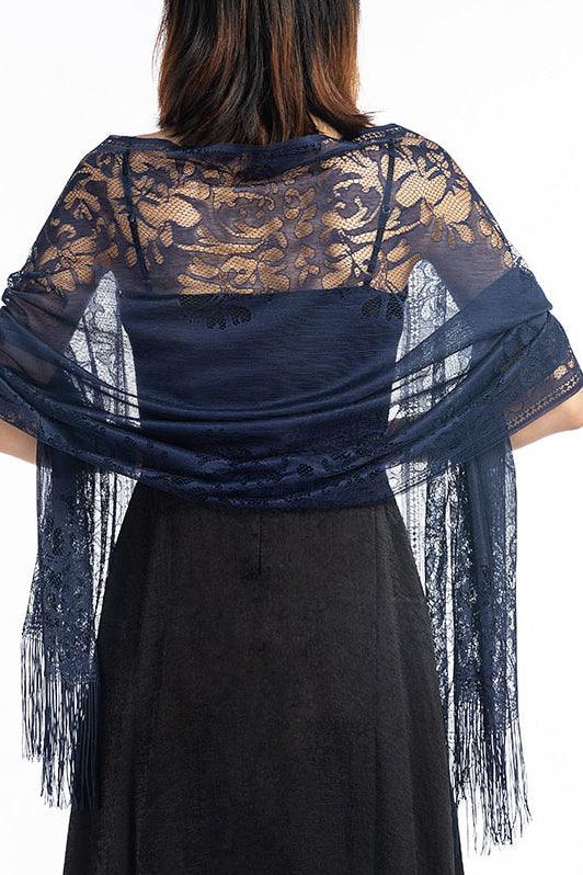 Lace Shawl with Tassels CJ0101 - COCOMELODY