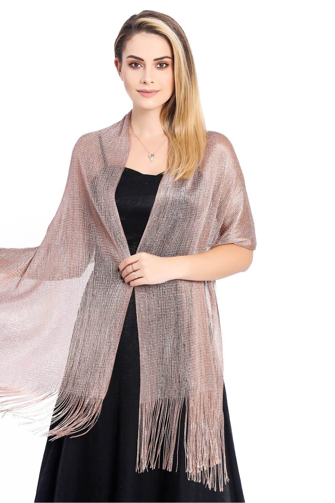 Polyester Shawl with Tassels CJ0102 - COCOMELODY