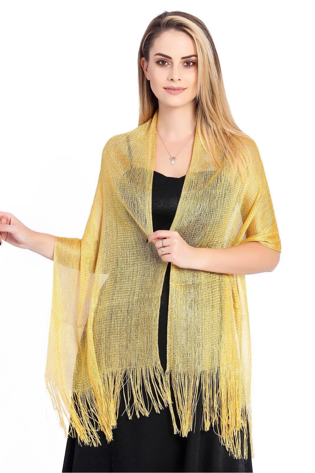 Polyester Shawl with Tassels CJ0102 - COCOMELODY
