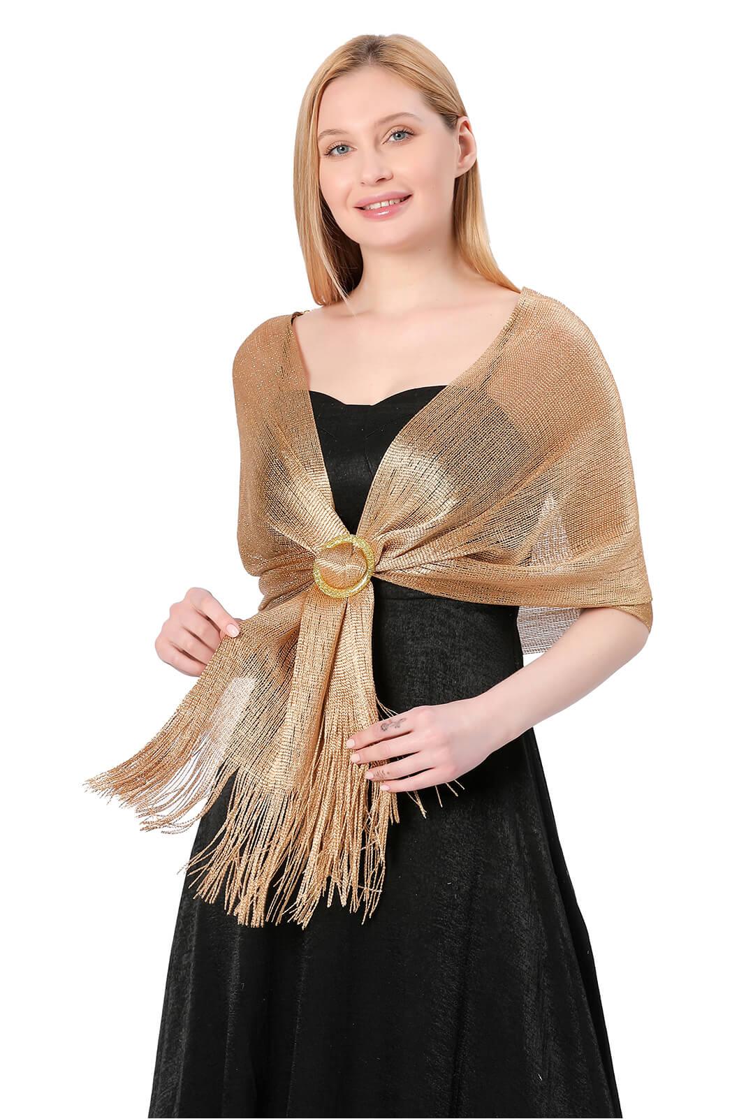 Polyester Shawl with Tassels Clasp CJ0103