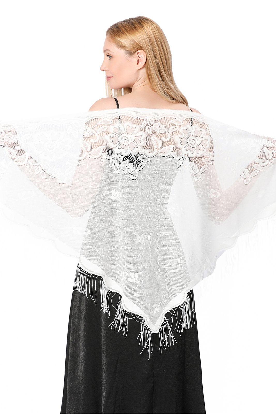 Lace Shawl with Tassels CJ0104 - COCOMELODY