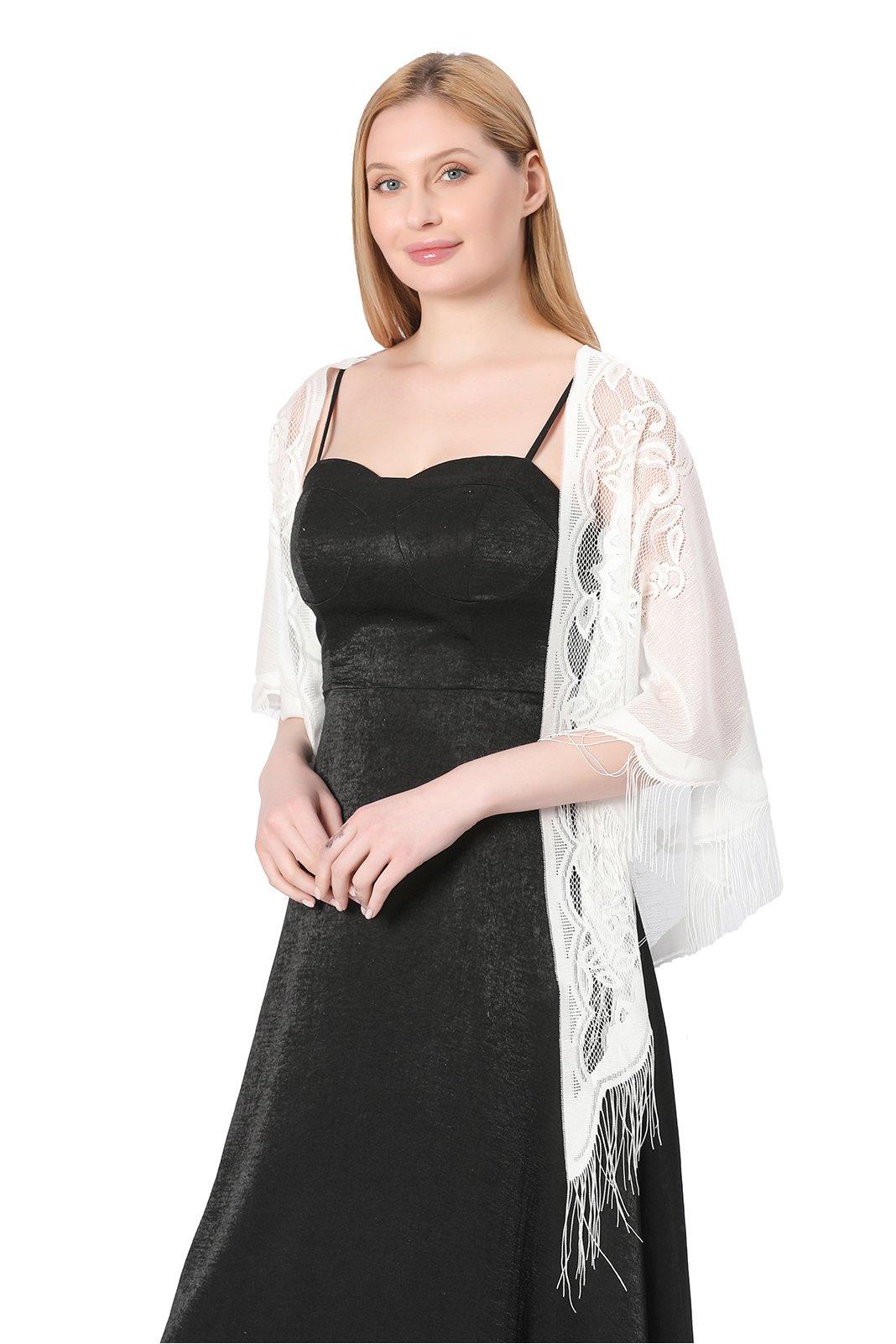 Lace Shawl with Tassels CJ0104 - COCOMELODY