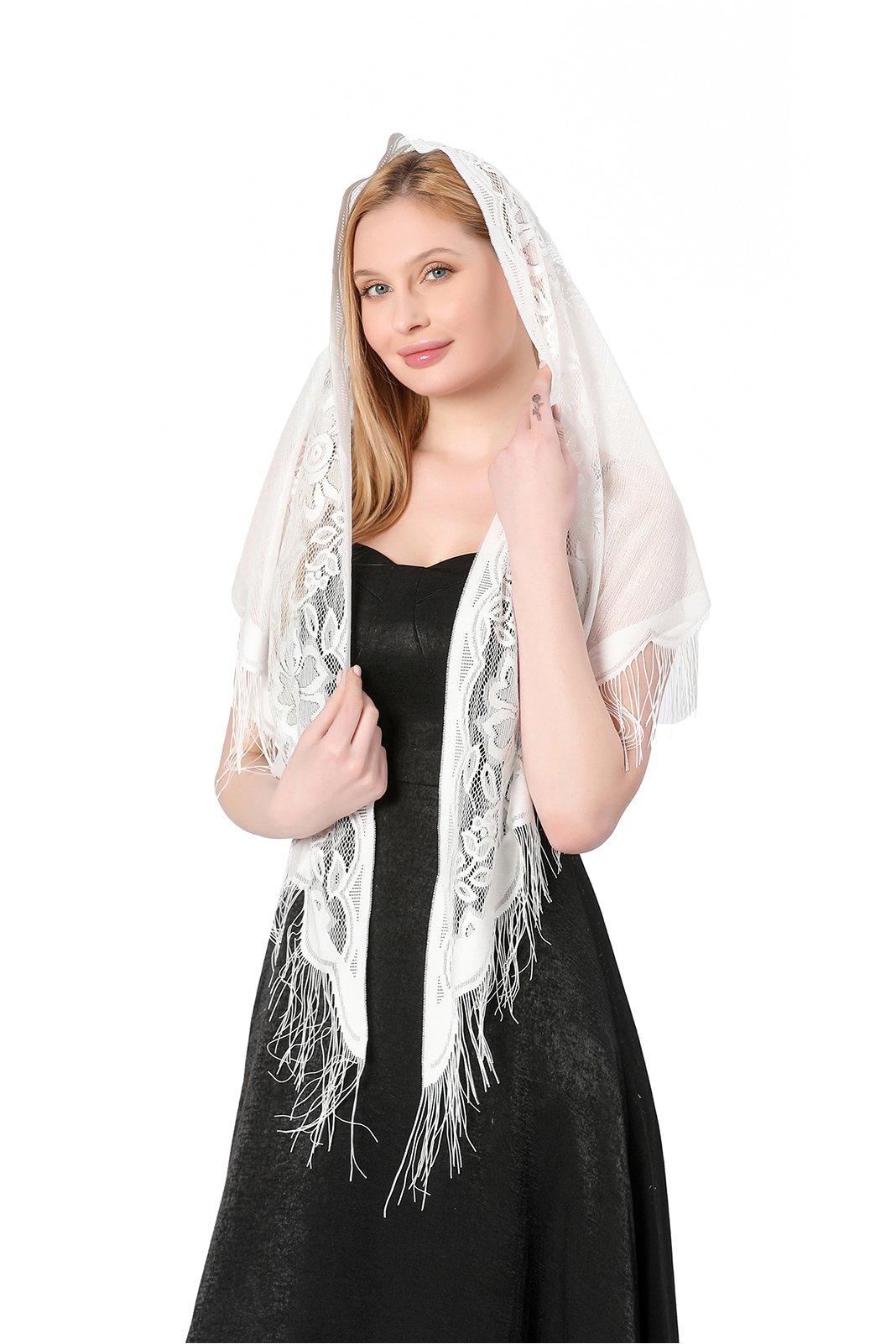 Lace Shawl with Tassels CJ0104 - COCOMELODY