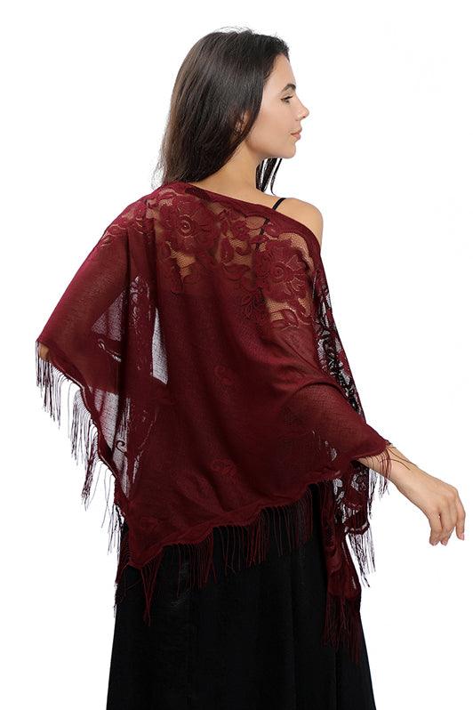 Lace Shawl with Tassels CJ0104 - COCOMELODY