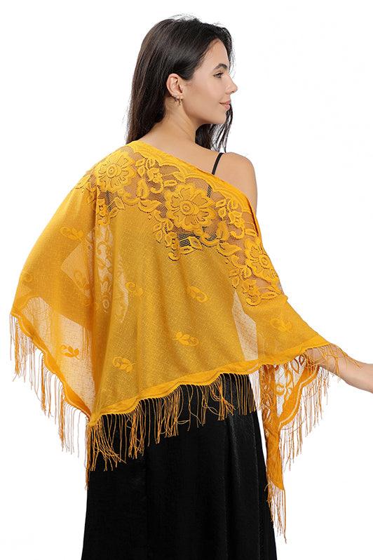 Lace Shawl with Tassels CJ0104 - COCOMELODY