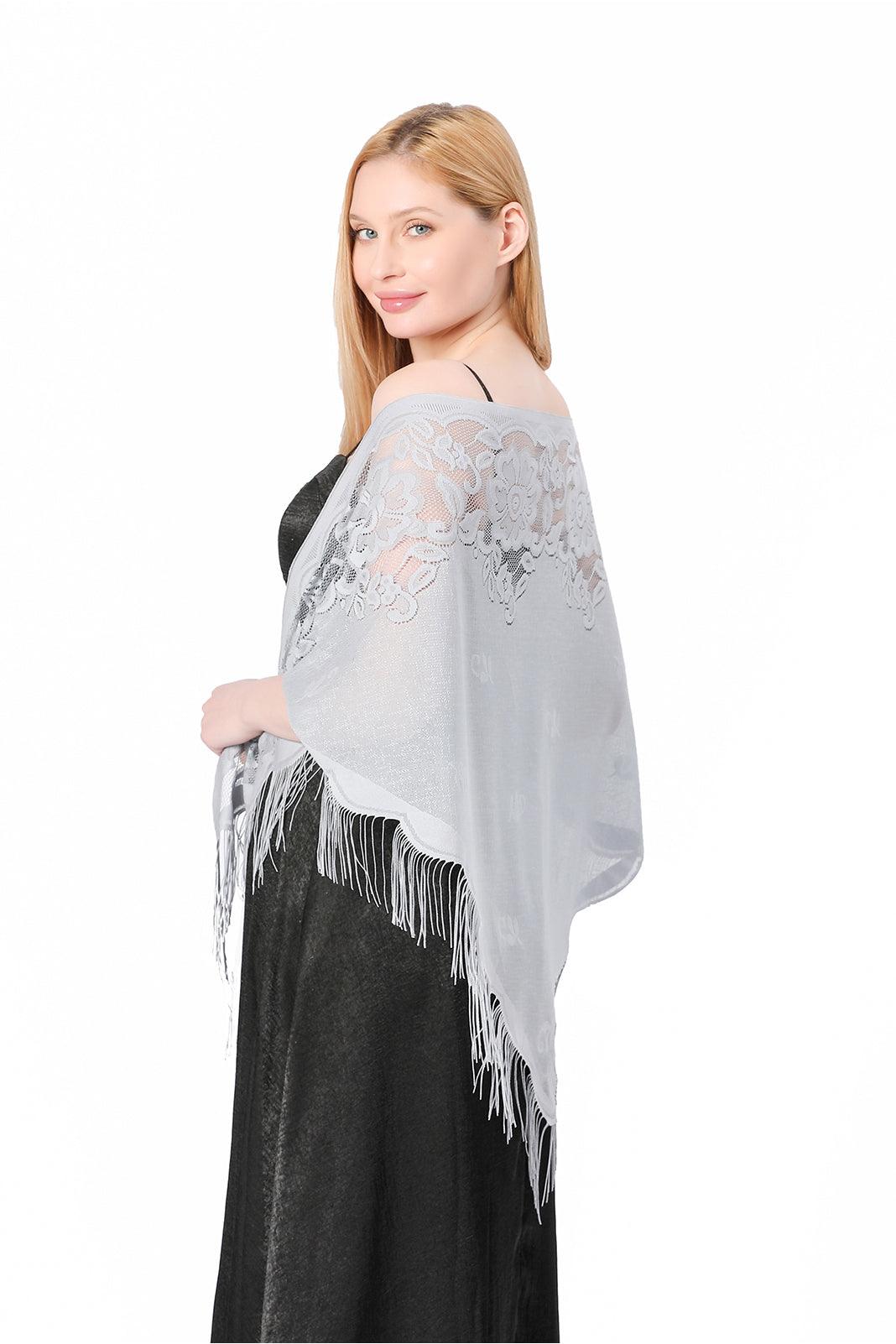 Lace Shawl with Tassels CJ0104 - COCOMELODY